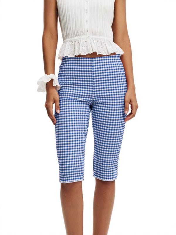 Plaid Slim Fit Straight Casual Pants for Summer Outings