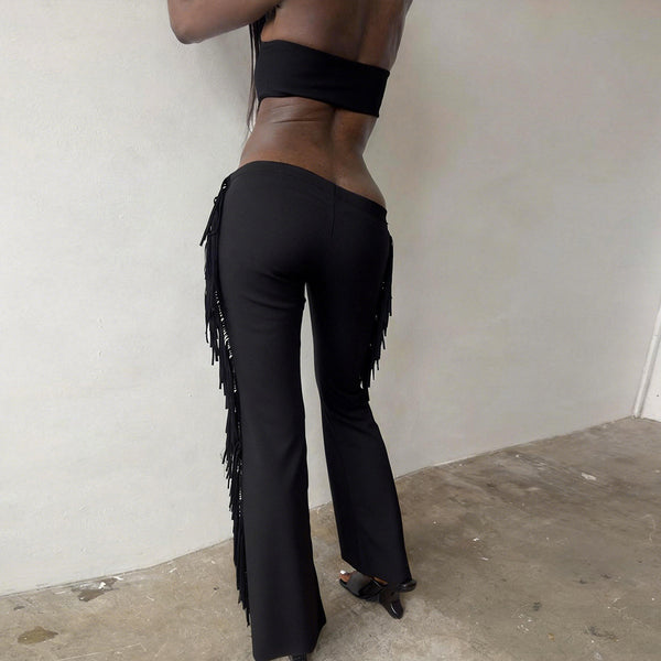 Sleeveless Crop Top & Long Pants Set for Summer Club Wear