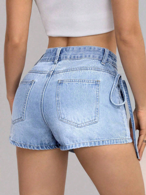 Faux Two-Piece Denim Shorts for Summer Casual Streetwear