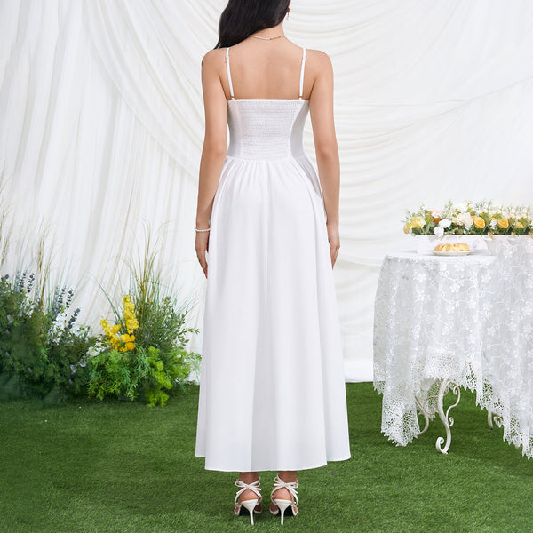 V-Neck Backless Maxi Strap Dress for Evening Parties