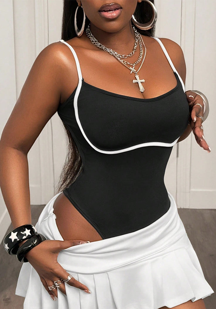 Solid Low Back Strap One-Piece Swimsuit for Beachwear