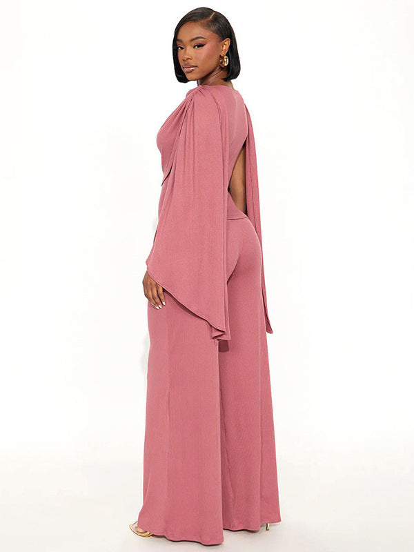 Tie Detail Top & Wide Leg Pants Set for Spring Casual Chic