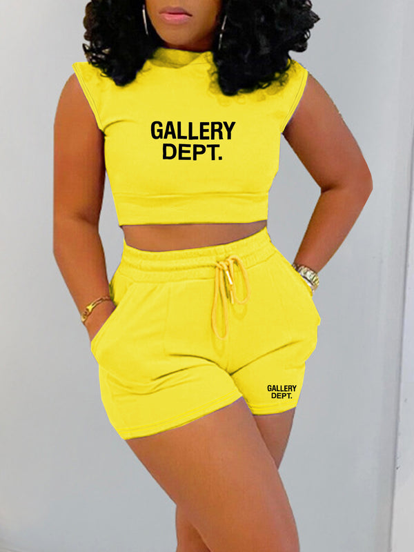 Solid Color T-Shirt & Shorts Sports Casual Two-Piece Set
