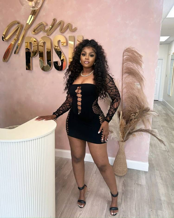 Solid Square Neck Hollow-Out