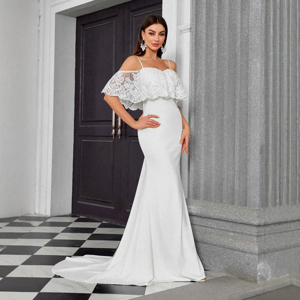 Women's Chic Strap Off Shoulder Slim-Fit Formal Party Mermaid Evening Dress
