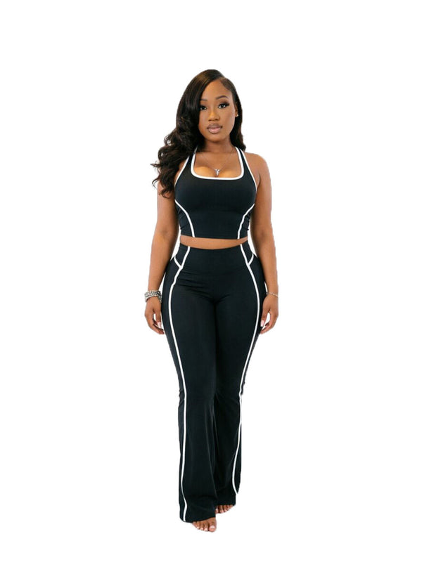Contrast Color High Waist Bell Bottom Yoga Pants for Activewear