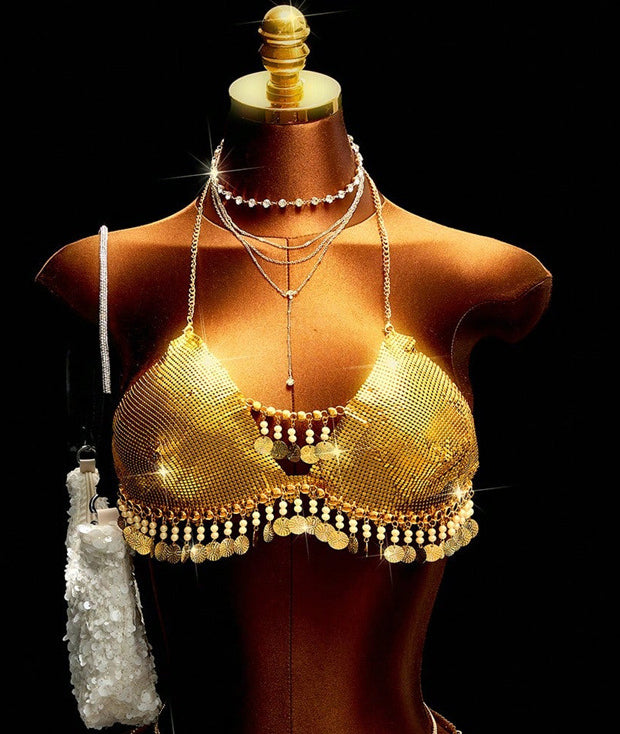 Sequin Star Tassel Body Chain Accessory