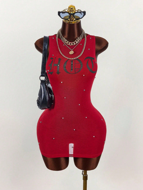 Printed Stretchy Sleeveless Bodycon Dress for Evening Parties