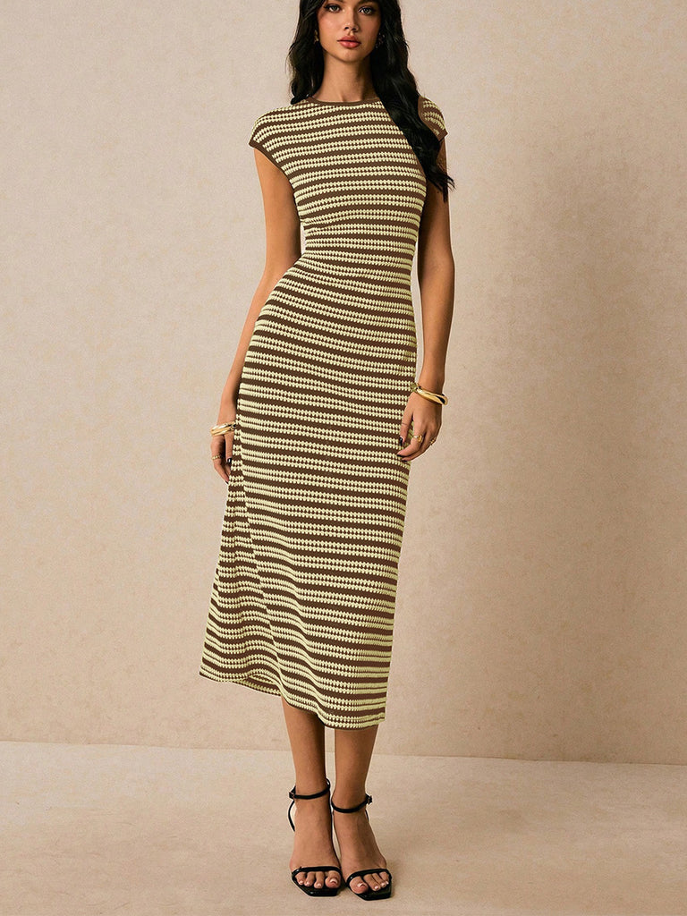 Women Knitting Sleeveless Maxi Dress