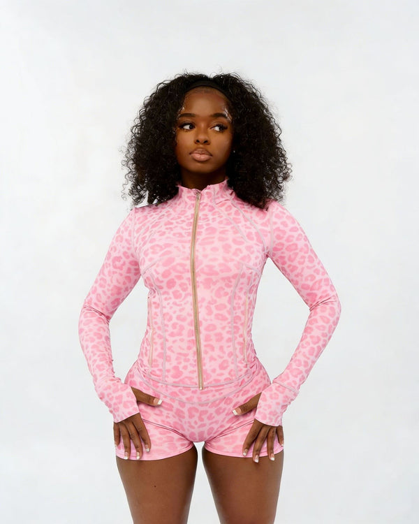 Leopard Print Elastic Shorts Two-Piece Set for Casual Activewear