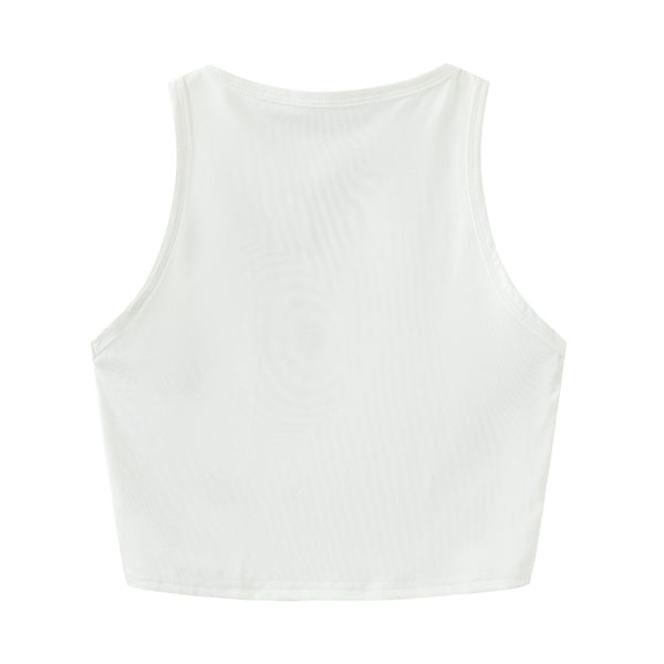 Women Summer Round Neck Sleeveless Crop Top