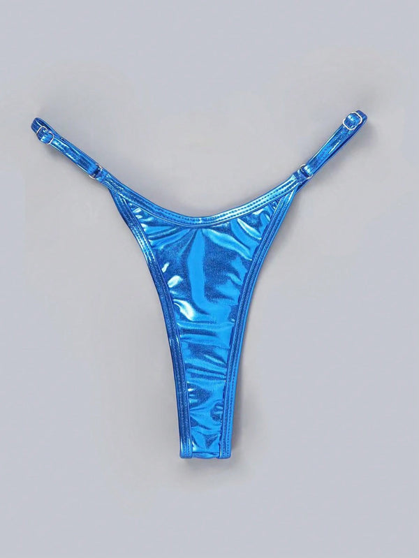 PU Leather Thong Bikini Swimsuit for Pool & Beachwear