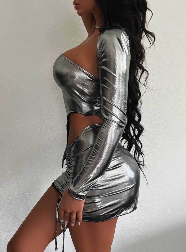 Strapless Three-Piece Bodycon Skirt Set for Autumn Evening Wear