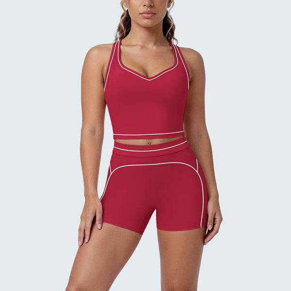Color-Blocked Tank Top & Shorts Two-Piece Set for Yoga & Activewear