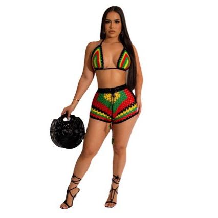 Backless Bikini & Shorts Swimsuit Two-Piece Set for Beachwear