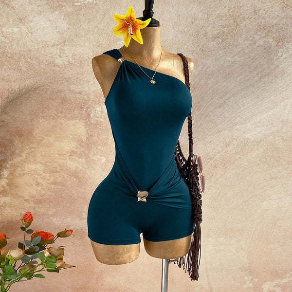 One-Shoulder Slim Waist Jumpsuit for Party Wear