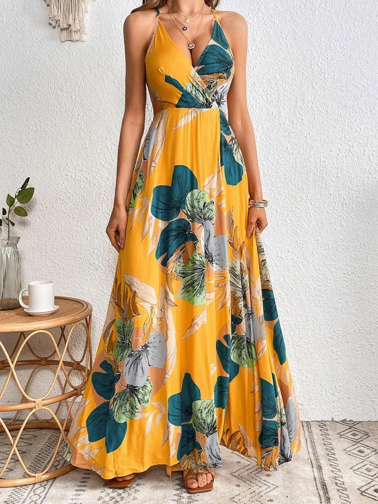 Women's Printed Slash Strap Slip Dress