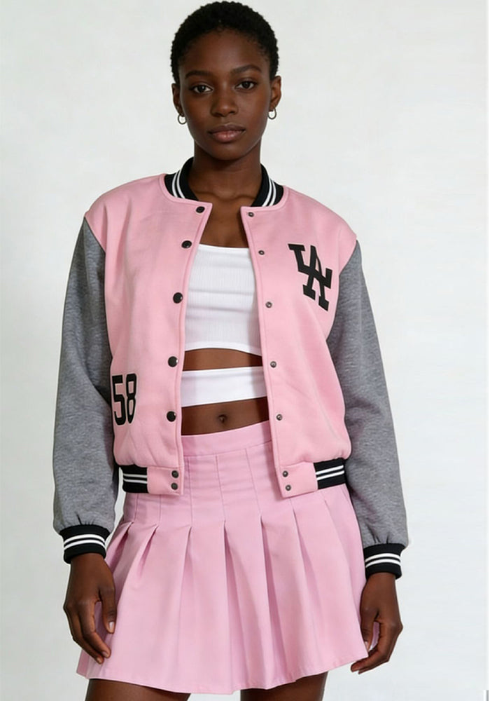 Baseball Jacket & Skirt Three-Piece Set for Casual Streetwear