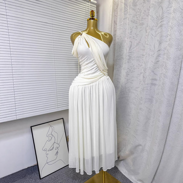 Slash Shoulder Knot Off-Shoulder Maxi Dress for Summer