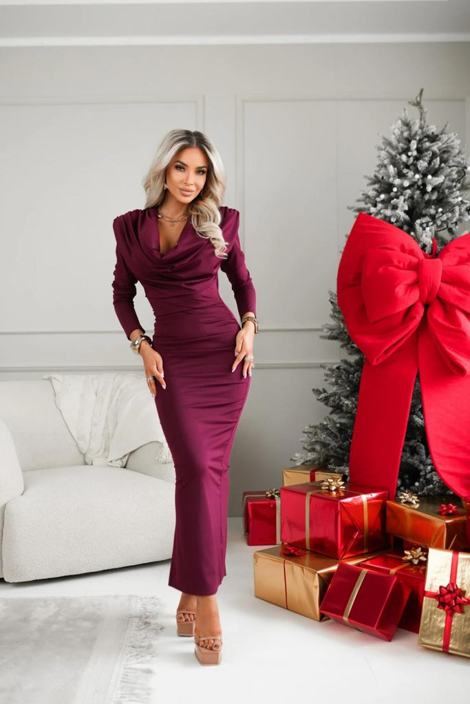Women Spring Long-Sleeved Slit Dress