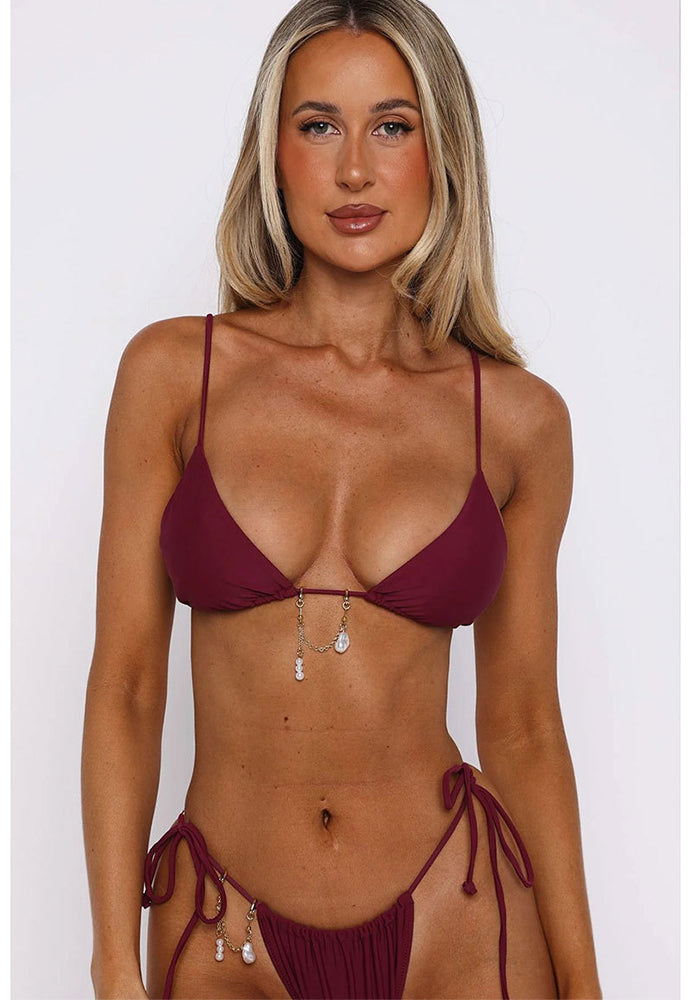 Halter Lace-Up Backless Two-Piece Swimsuit for Beachwear