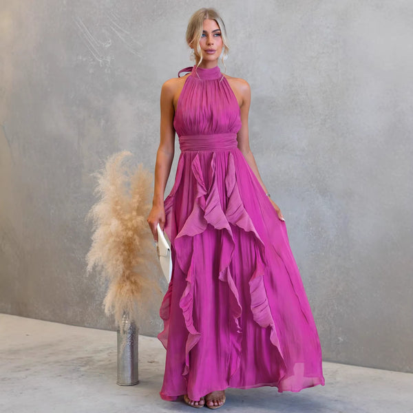 Ruffle Lace-Up Dress for Spring/Summer Casual Holidays