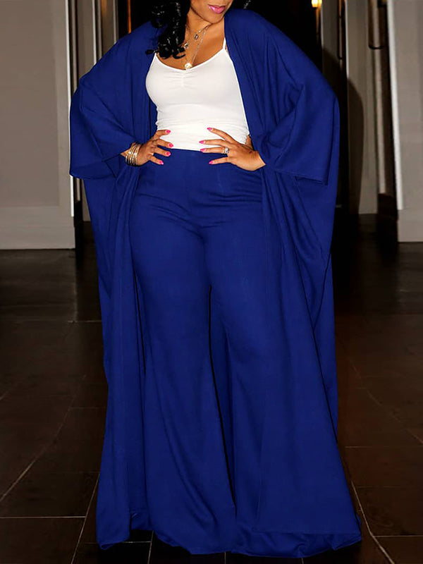 Bell Bottom Sleeve Robe & Pants Two-Piece Set for Loungewear