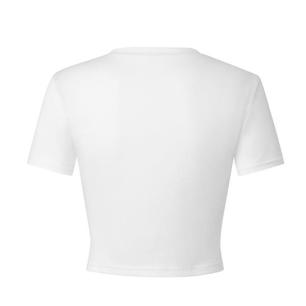 Women American Denim Print Short-Sleeve T-Shirt Crop Top