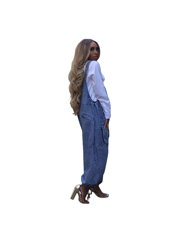 Wide Leg Denim Jumpsuit Overalls for Casual Streetwear