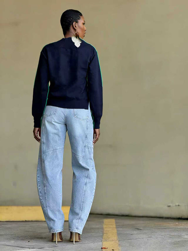 Color Block Long Sleeve Sweater for Casual Wear