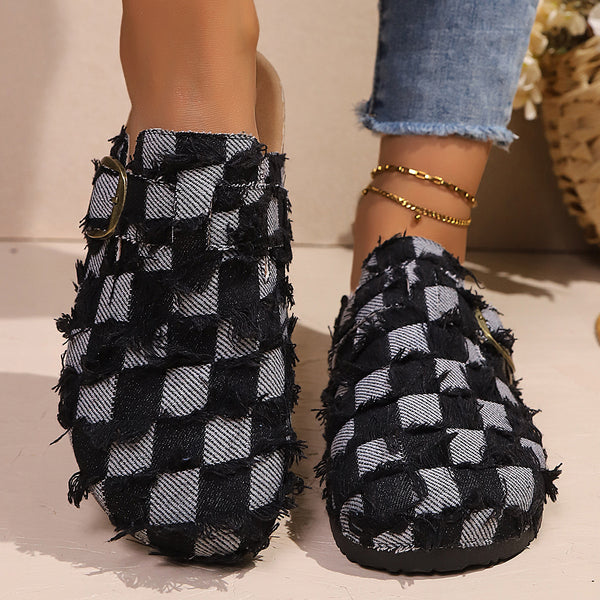 Plus Size Plaid Platform Slippers for Casual Everyday Wear