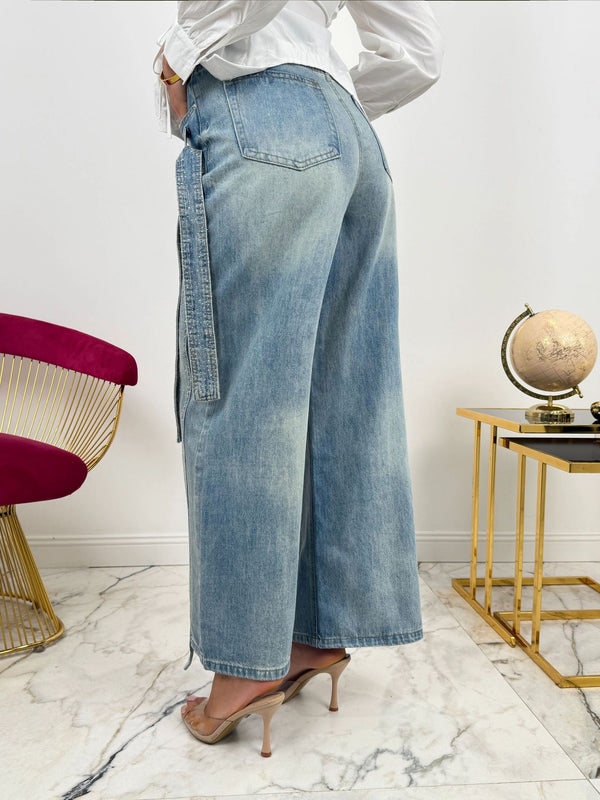 Beaded Bow Detail Denim Jeans for Casual Streetwear