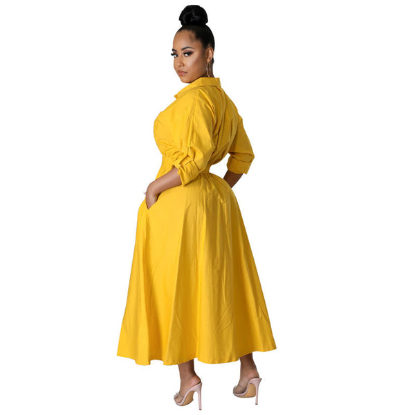 Plus Size Solid Long Sleeve Shirt for Casual Wear