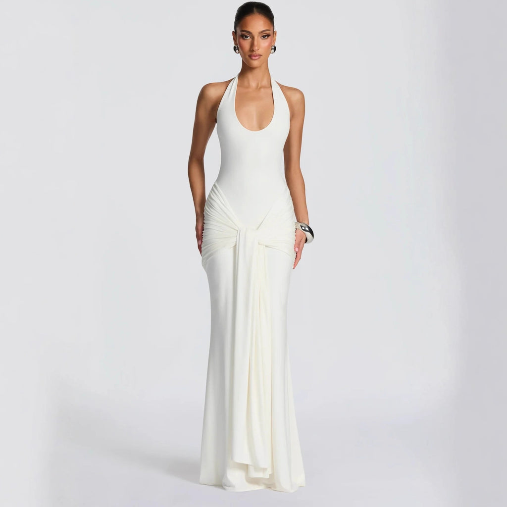 U-Neck Sleeveless Ribbon Bodycon Dress