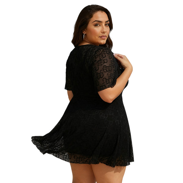 Plus Size Mesh One-Piece Swimsuit for Holidays