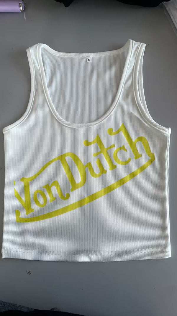 Printed Ribbed Vest for Casual Summer Outings