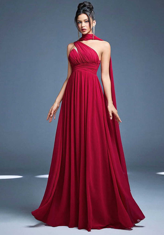 One-Shoulder Sleeveless Maxi Dress for Formal Parties