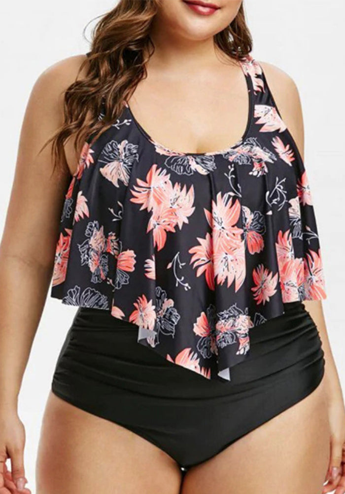 Plus Size Printed Stripe Two-Piece Bikini