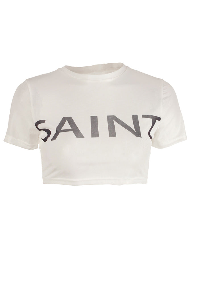 Letter Print Cropped T-Shirt for Casual Streetwear