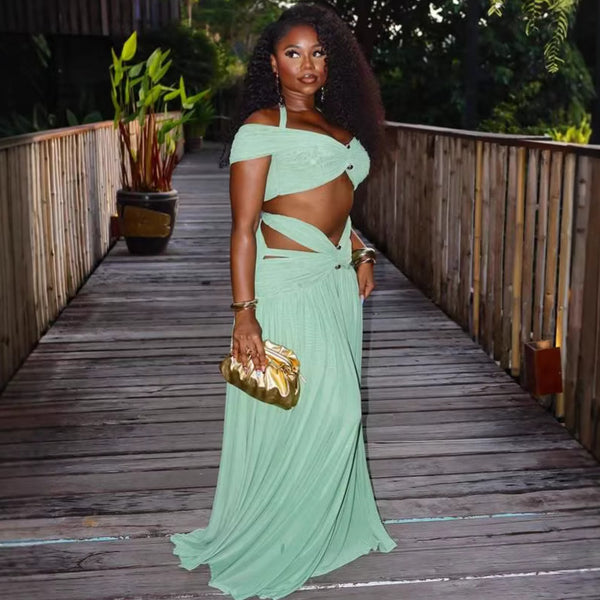 Halter Strapless Crop Top & Skirt Set for Summer Parties