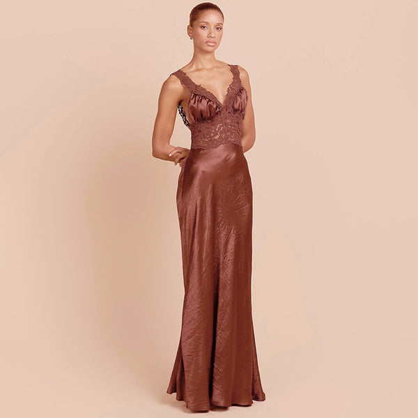 Halter Patchwork Lace Maxi Dress for Beach Vacations