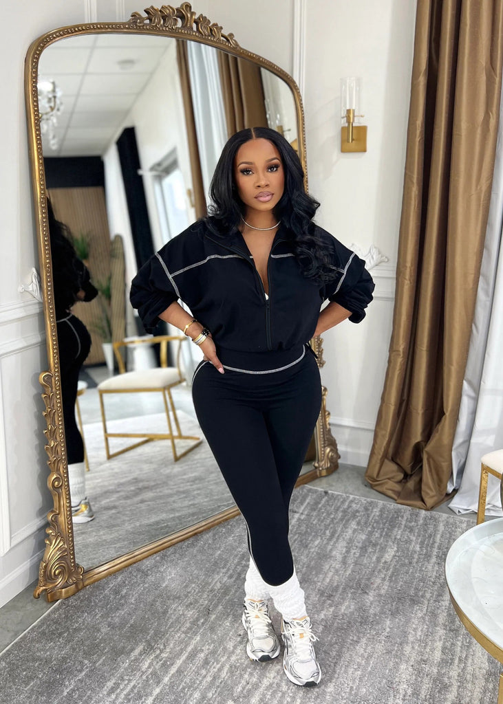 Long-Sleeve Zipper Top & Pants Two-Piece Casual Set