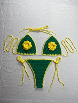 Knitted Crochet Bikini Swimsuit for Beachwear