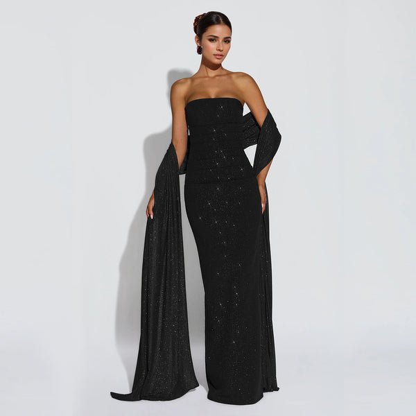 Strapless Slit Bodycon Dress for Evening & Club Wear