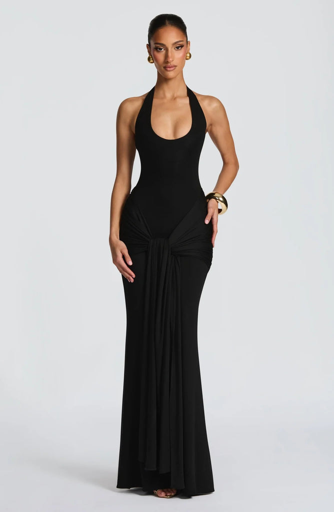 U-Neck Sleeveless Ribbon Bodycon Dress