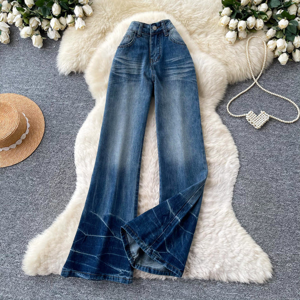Bell Bottom Wide-Leg Denim Pants for Summer Streetwear