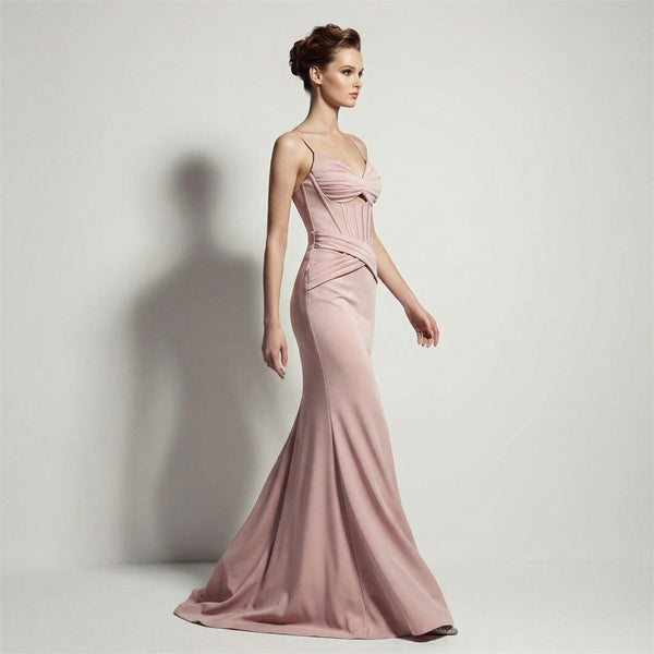 Lace-Up High Slit Mermaid Gown for Formal Evenings