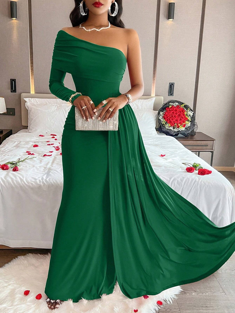 Women Slash Shoulder Maxi Dress