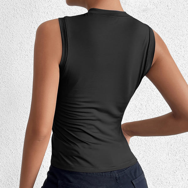 Sleeveless Round Neck Slim Fit Basic Tank Top for Spring Layering