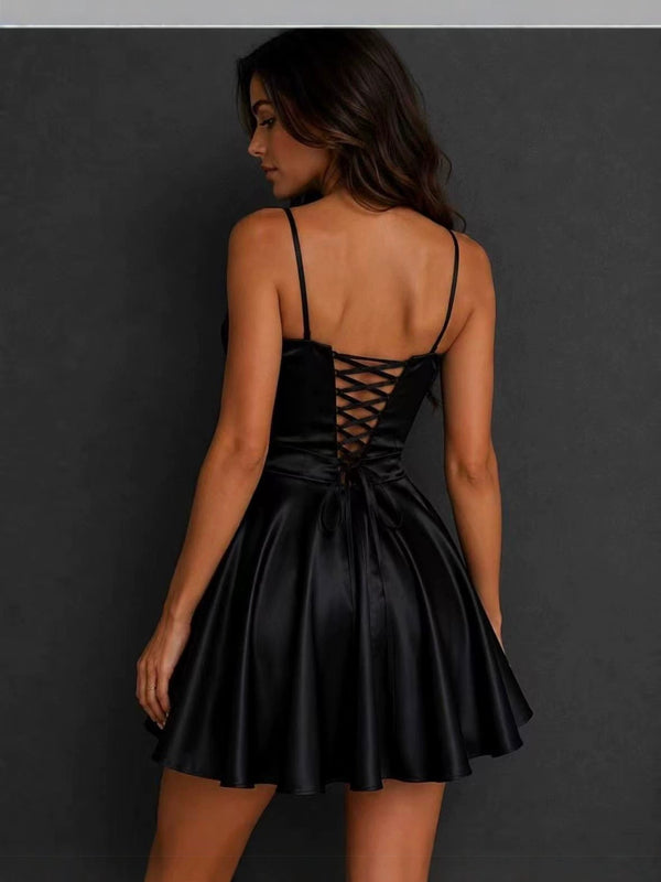 Backless Lace-Up Strap Dress for Summer Casual Wear